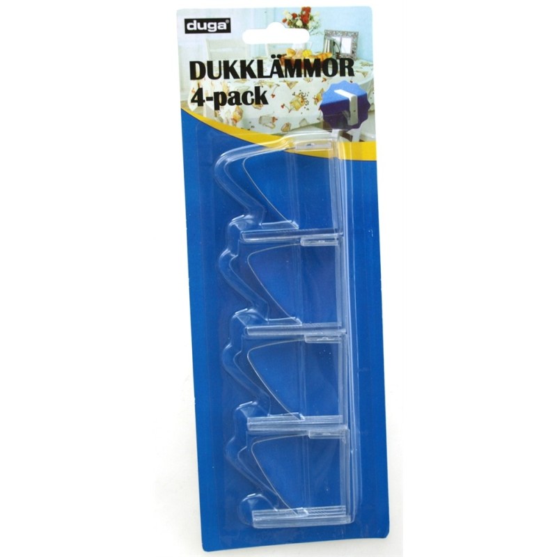 Klämma Duk Dukklämma Transparent 4-pack Klämma Duk Dukklämma Transparent 4-pack