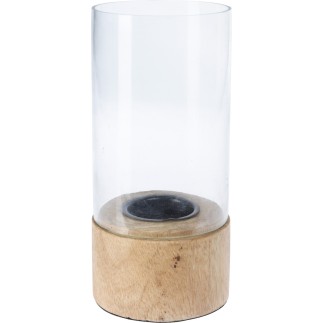 Lykta Ljushållare Trä/Glas 15 cm Lykta Ljushållare Trä/Glas 15 cm