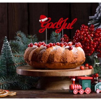 Dekoration Tårta/Kaka God Jul Röd