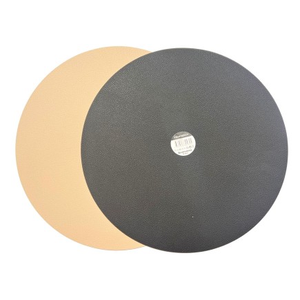 Underlägg Runt Läderlook Beige/Svart