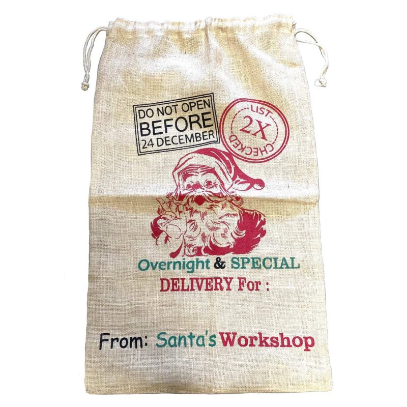Julklappssäck Tomte Jute 100cm stor Julklappssäck Tomte Jute 100cm stor