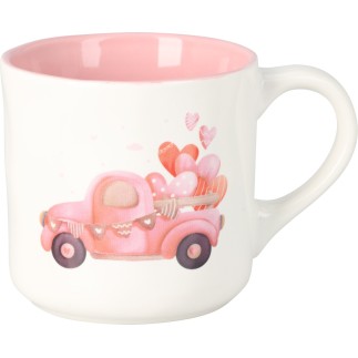 Mugg Rosa Cykel Bil Moped Hjärtan