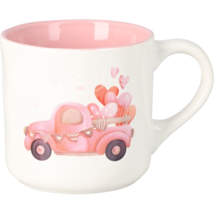 Mugg Rosa Cykel Bil Moped Hjärtan