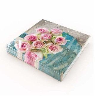 Servetter Rosor i korg 33x33cm