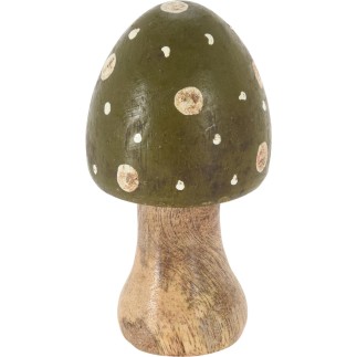 Svamp Grön Brun Beige Dekoration Trä 9x15 cm