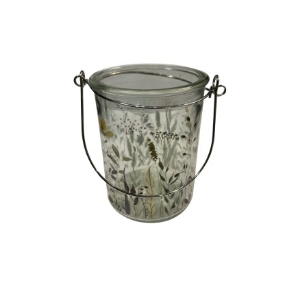 Ljushållare Lykta Blommor Fjäril Glas 10 cm