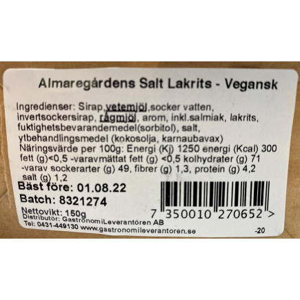 Saltlakrits Lakrits 150g VEGANSK