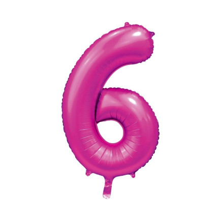 Ballong Siffra 6 Rosa 86 cm