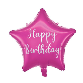 Ballong Happy Birthday Stjärna Rosa Folie
