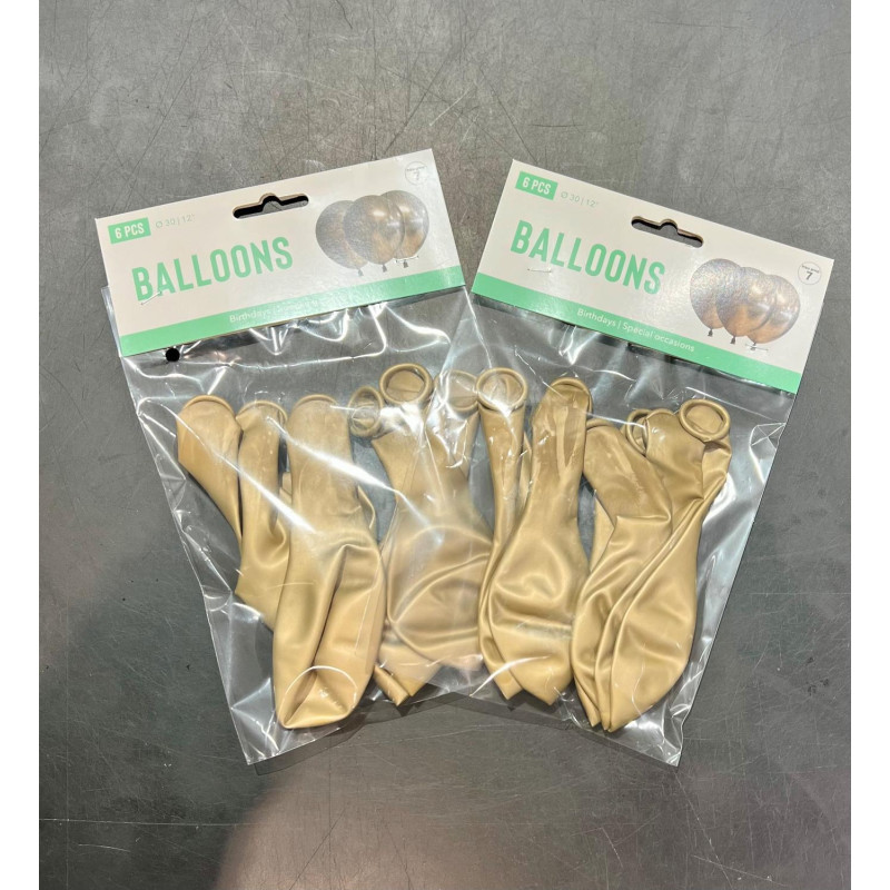 Ballong Blank Guld Spegelballong 6-pack 30 cm Latex