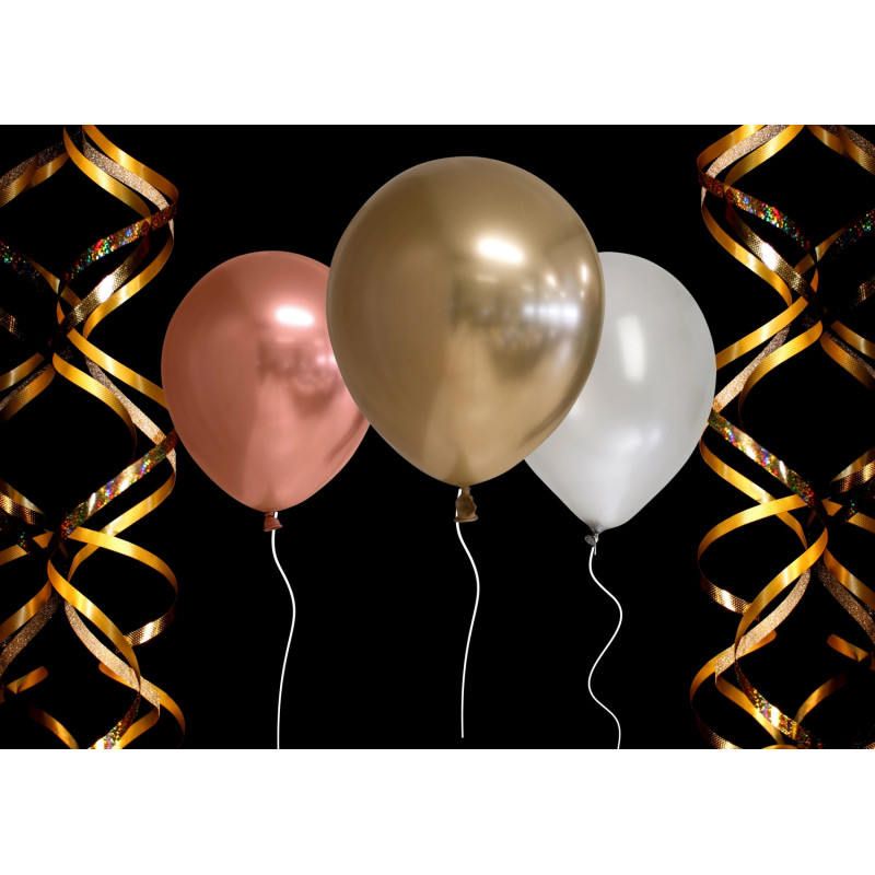 Ballong Blank Guld Spegelballong 6-pack 30 cm Latex