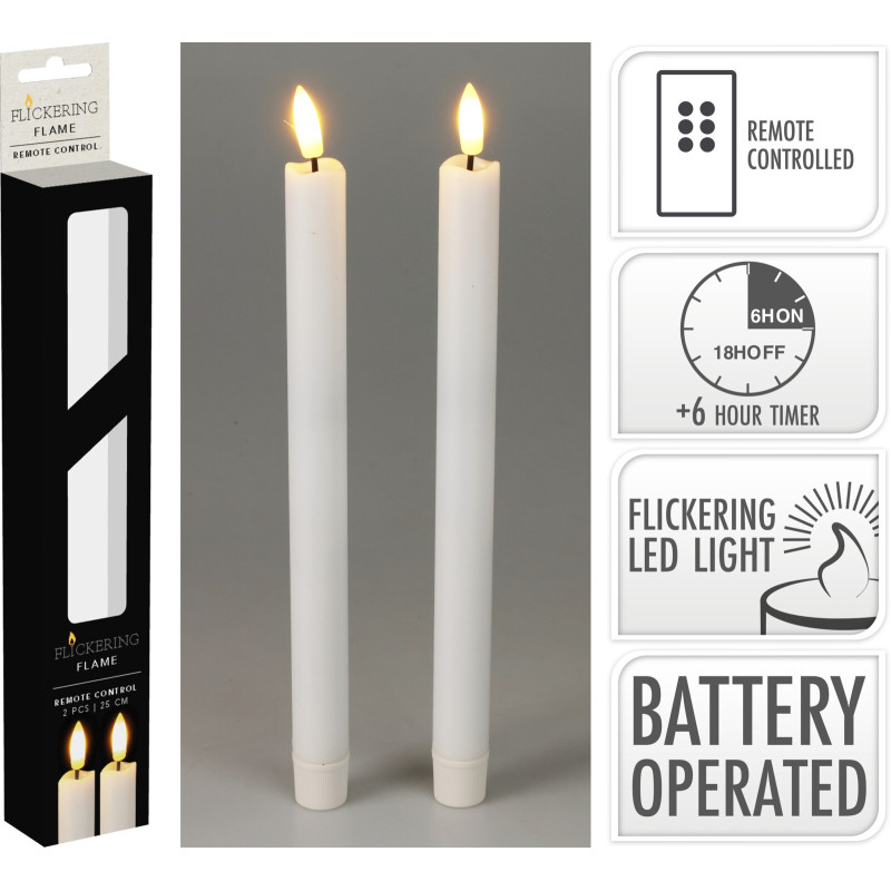 Ljus 2-pack LED Vita 25 cm
