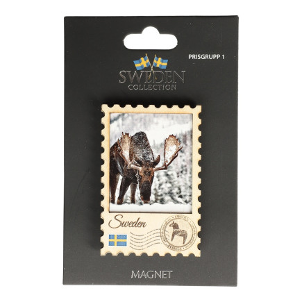 Souvenir Magnet Frimärke Älg