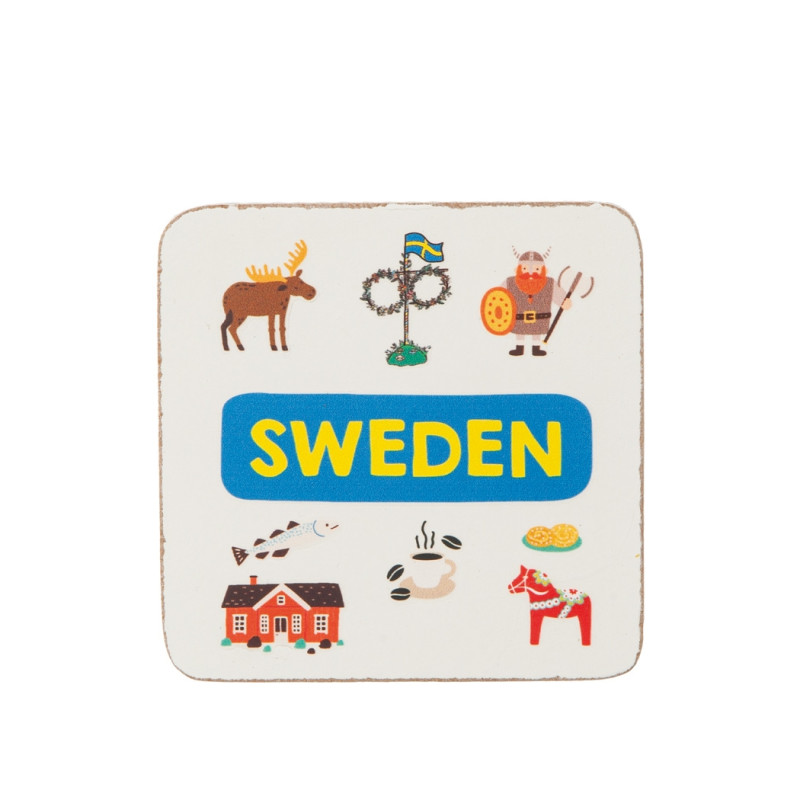 Glasunderlägg Sverige Sweden Älg 6-pack i låda