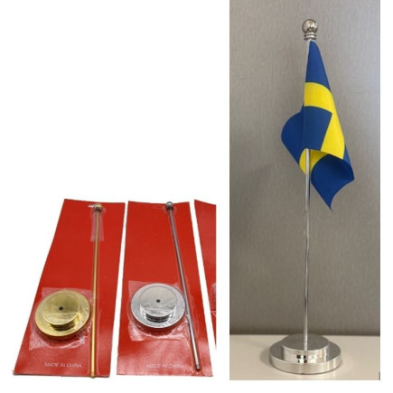 Bordsflagga Tyg/Metall Guld 31 cm