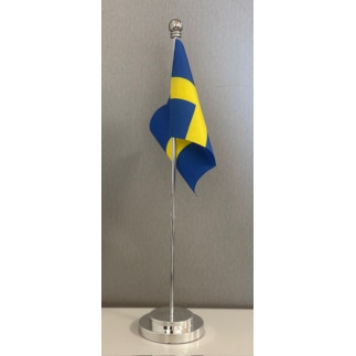 Bordsflagga Tyg/Metall Silver 31 cm