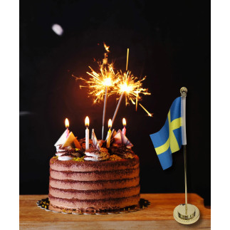 Bordsflagga Tyg/Metall Guld 31 cm