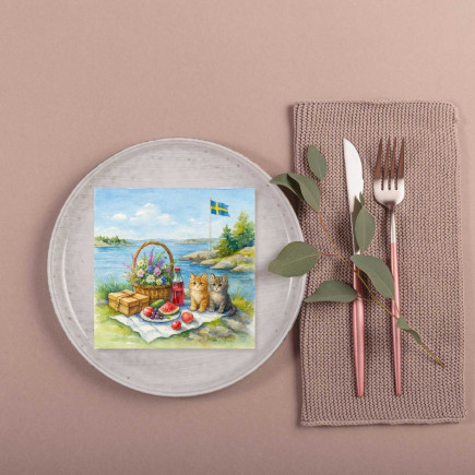 Servetter Skärgårdskatter 33x33 cm 20-pack