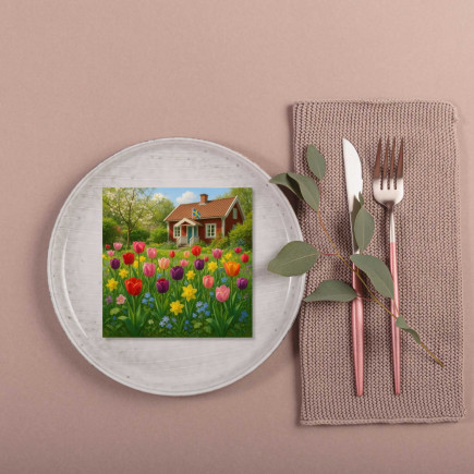 Servetter Tulpanträdgård 33x33 cm 20-pack