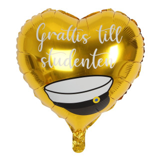 Ballong Student Guld Hjärta Folie 46 cm
