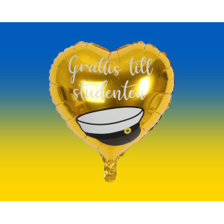 Ballong Student Guld Hjärta Folie 46 cm