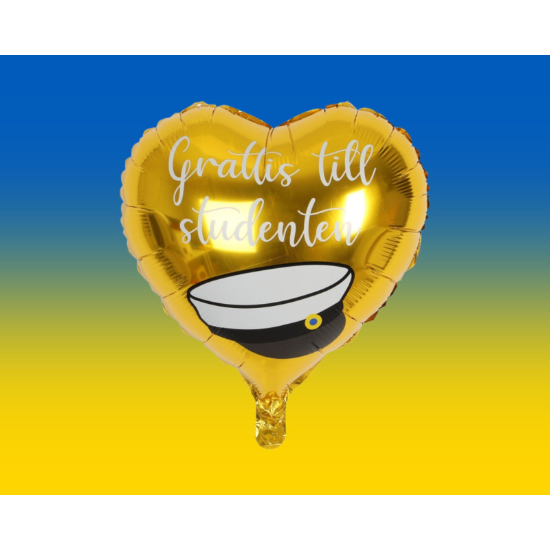 Ballong Student Guld Hjärta Folie 46 cm