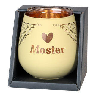 Lykta Moster Glas Mirror Candle med text Ljuslykta