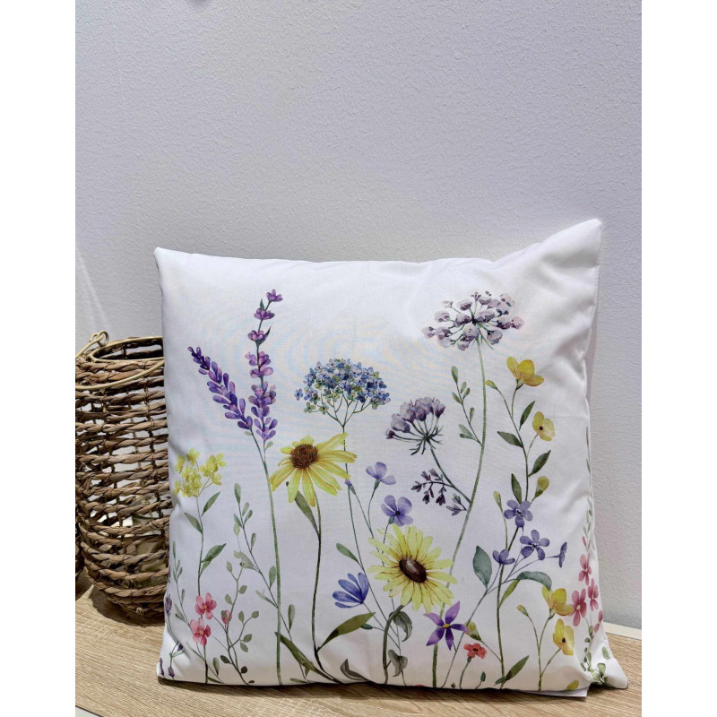 Kudde Blommor Vit 45x45 cm Kudde Blommor Vit 45x45 cm