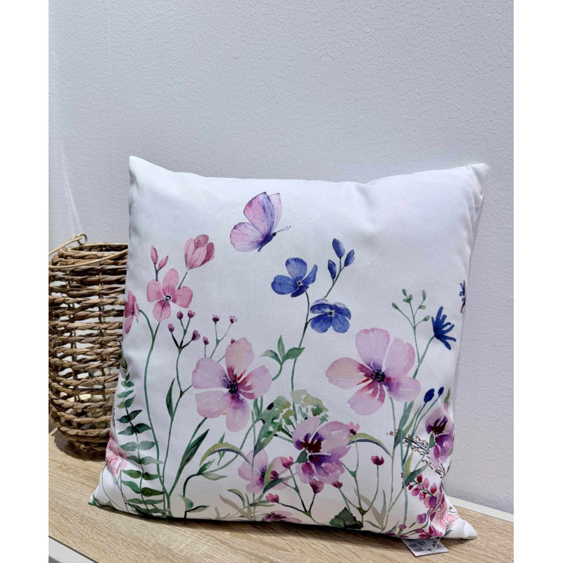Kudde Blommor Vit 45x45 cm Kudde Blommor Vit 45x45 cm