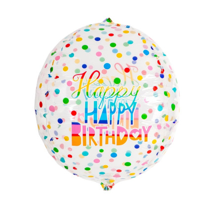 Ballong Happy Birthday Rund Genomskinlig Folie 35 cm