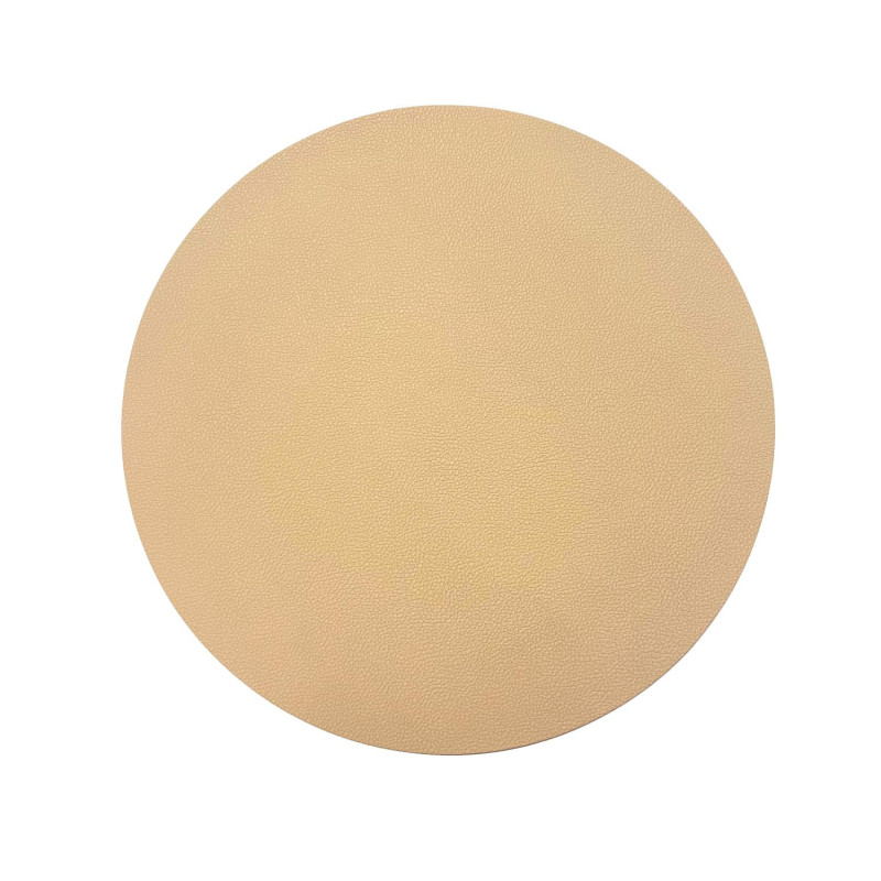 Underlägg Runt Läderlook Beige/Svart