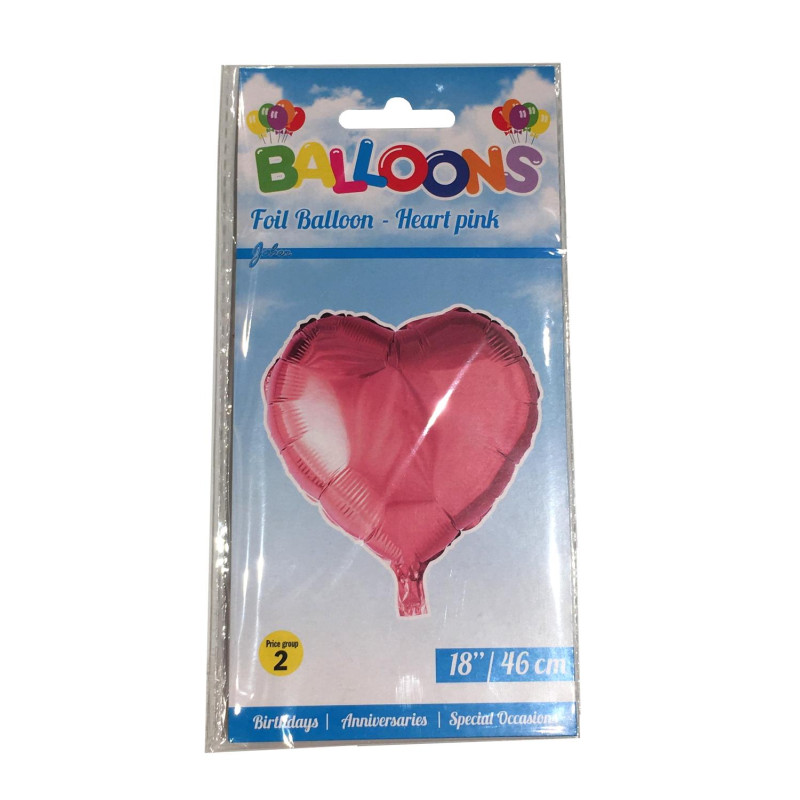Ballong Hjärta Rosa 46 cm
