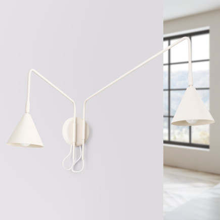 Vägglampa NOX 2 beige med strömbrytare
