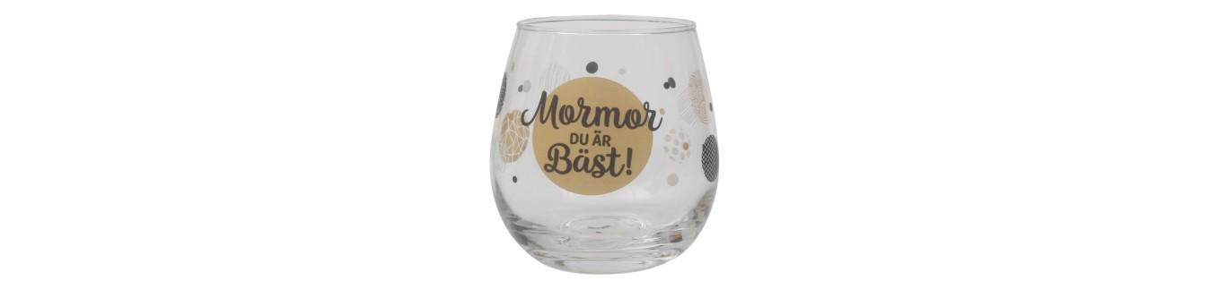 Glas med text